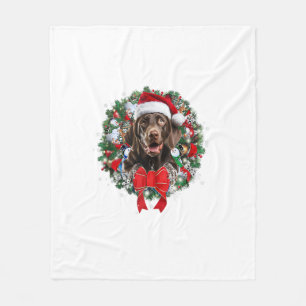 German Shorthaired Pointer Christmas Wreath Decora Fleece Blanket