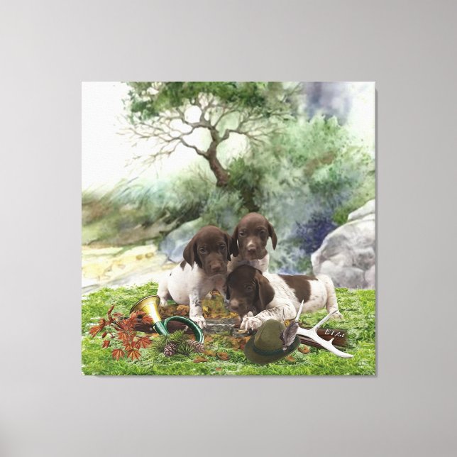 German Shorthaired Pointer cute  puppies  Canvas Print (Front)