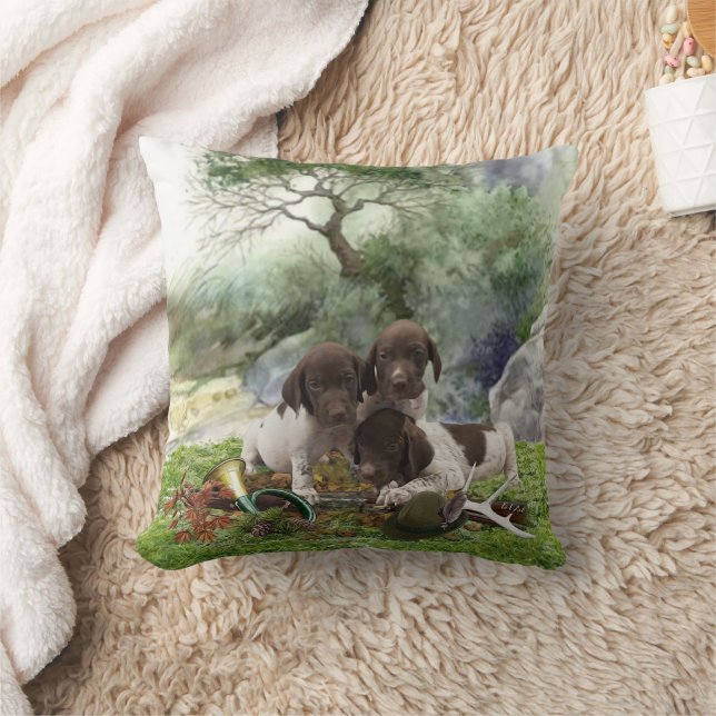 German Shorthaired Pointer cute  puppies      Cushion (Blanket)
