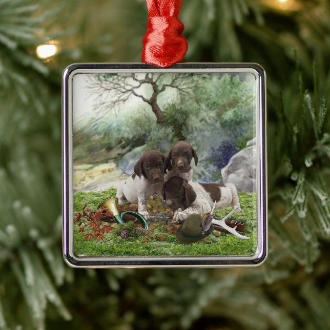 German Shorthaired Pointer cute  puppies       Metal Tree Decoration (Tree)