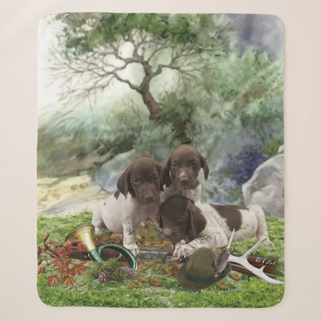German Shorthaired Pointer cute  puppies       Sherpa Blanket (Front)