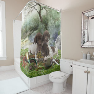 German Shorthaired Pointer cute puppies Shower Curtain