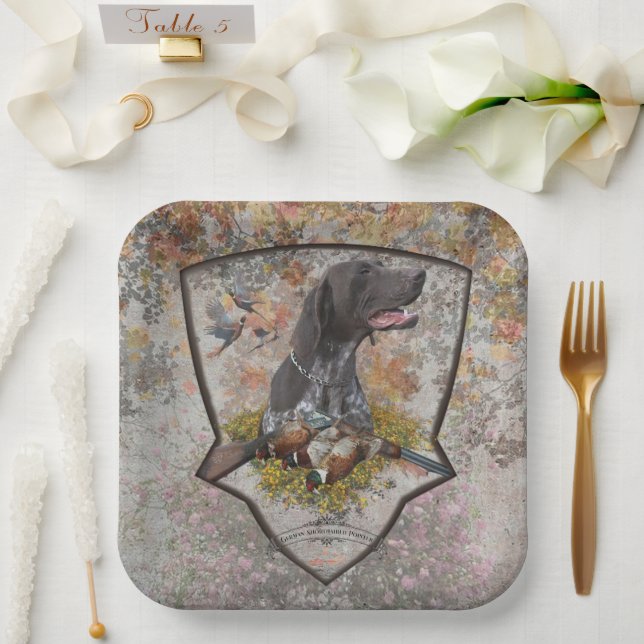 German Shorthaired Pointer ,Deutsch Kurzhaar  Pape Paper Plate (Wedding)