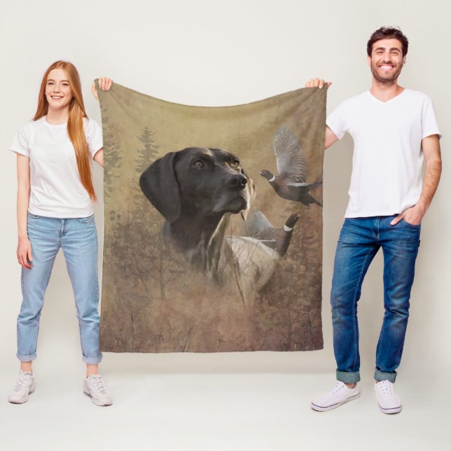 German Shorthaired Pointer ,Deutsch Kurzhaar Tapes Fleece Blanket (In Situ)