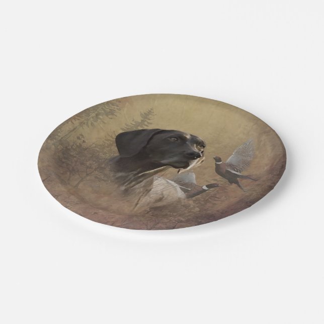 German Shorthaired Pointer ,Deutsch Kurzhaar Tapes Paper Plate (Angled)