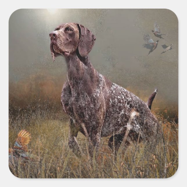 German Shorthaired Pointer ,Deutsch Kurzhaar Tapes Square Sticker (Front)
