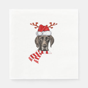 German Shorthaired Pointer Dog Antlers Santa Chris Napkin