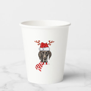 German Shorthaired Pointer Dog Antlers Santa Chris Paper Cups