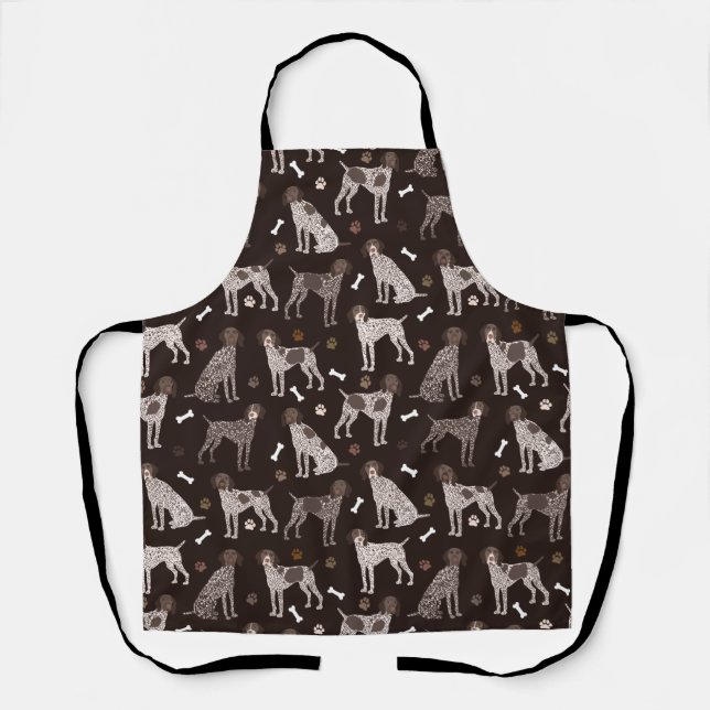 German Shorthaired Pointer Dog Bone and Paw Print Apron (Front)