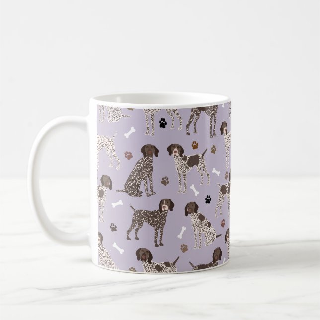 German Shorthaired Pointer Dog Bone and Paw Print  Coffee Mug (Left)