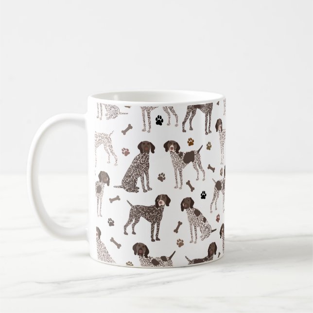 German Shorthaired Pointer Dog Bone and Paw Print  Coffee Mug (Left)