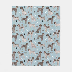 German Shorthaired Pointer Dog Bone and Paw Print  Fleece Blanket