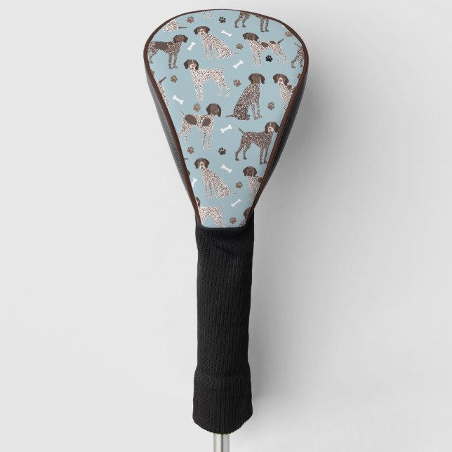 German Shorthaired Pointer Dog Bone and Paw Print Golf Head Cover (Front)