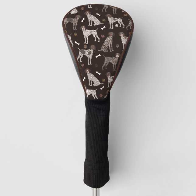 German Shorthaired Pointer Dog Bone and Paw Print Golf Head Cover (Front)