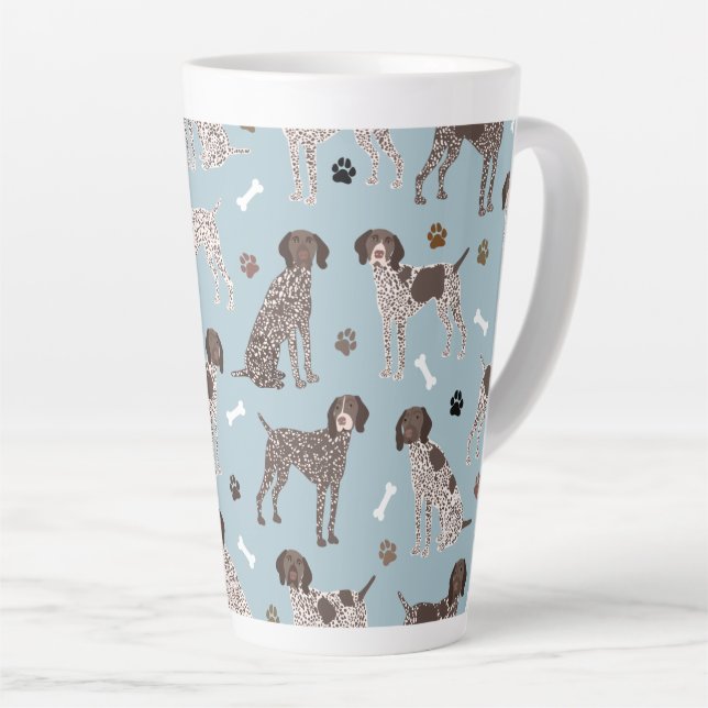 German Shorthaired Pointer Dog Bone and Paw Print  Latte Mug (Right Angle)