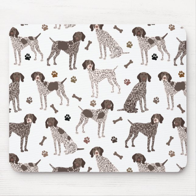 German Shorthaired Pointer Dog Bone and Paw Print  Mouse Mat (Front)