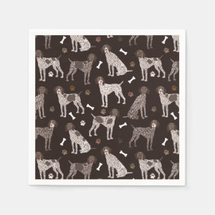 German Shorthaired Pointer Dog Bone and Paw Print Napkin