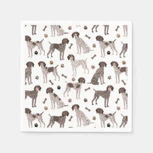 German Shorthaired Pointer Dog Bone and Paw Print  Napkin
