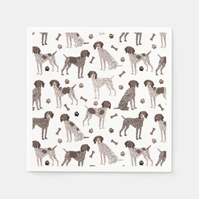German Shorthaired Pointer Dog Bone and Paw Print  Napkin (Front)