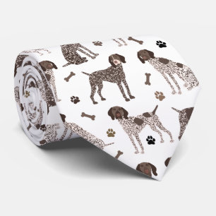 German Shorthaired Pointer Dog Bone and Paw Print  Tie