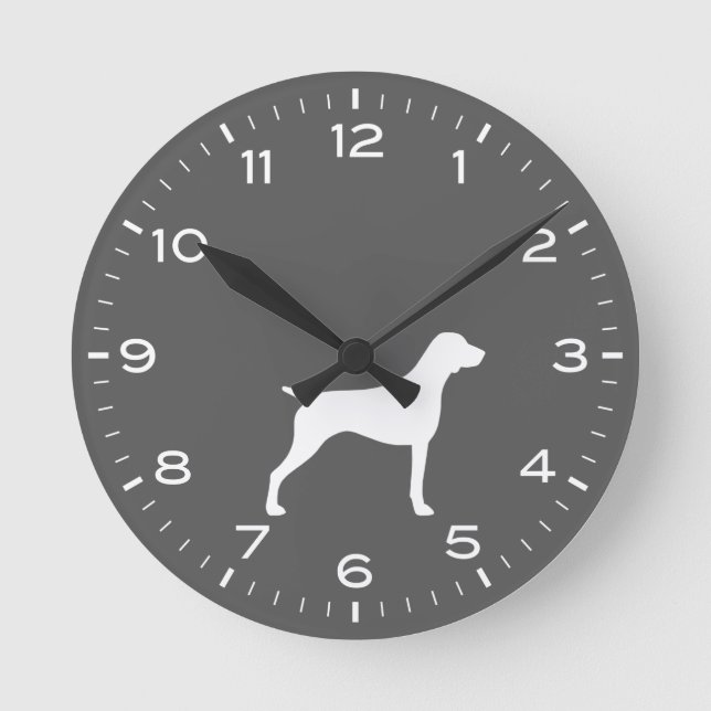 German Shorthaired Pointer Dog Breed Silhouette Round Clock (Front)