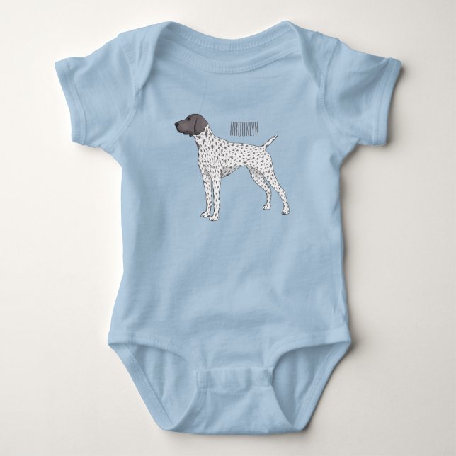 German Shorthaired Pointer dog cartoon Baby Bodysuit (Front)