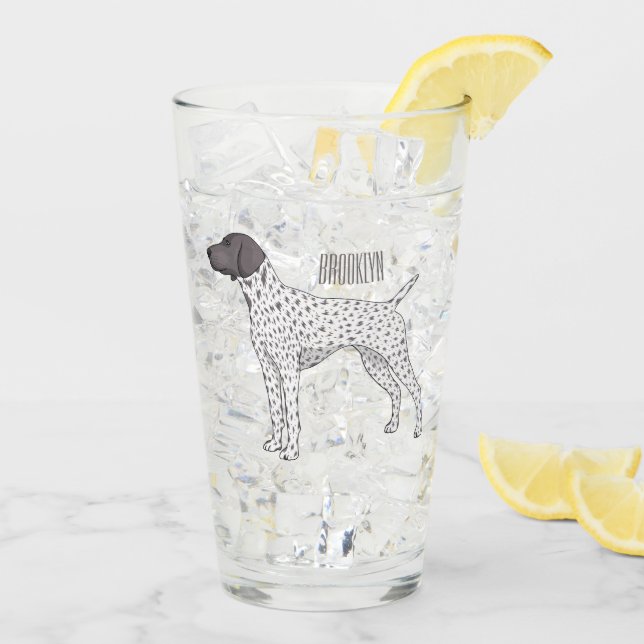 German Shorthaired Pointer dog cartoon  Glass (Back Ice)