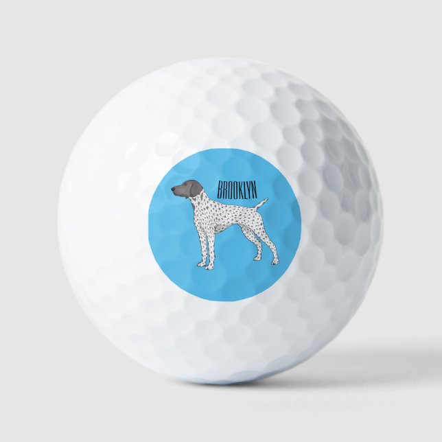 German Shorthaired Pointer dog cartoon Golf Balls (Front)
