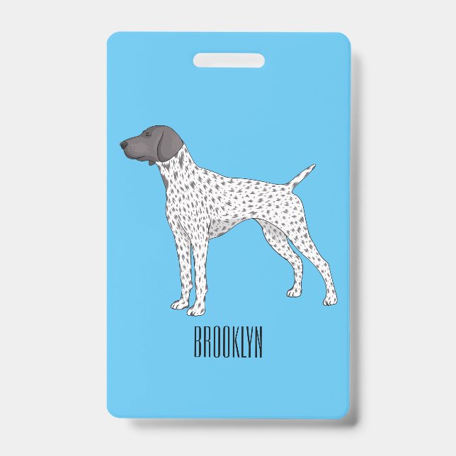 German Shorthaired Pointer dog cartoon ID Badge (Front)