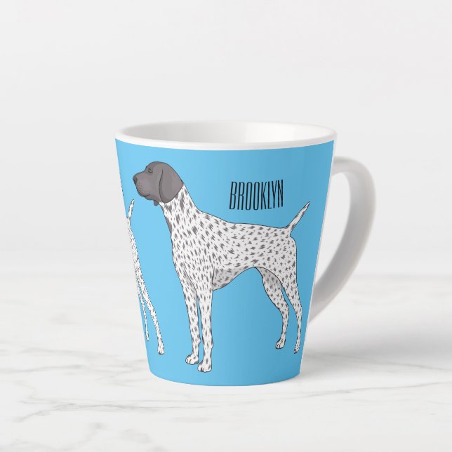 German Shorthaired Pointer dog cartoon  Latte Mug (Right Angle)