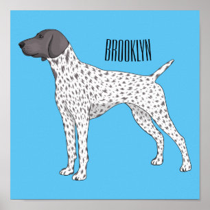 German Shorthaired Pointer dog cartoon Poster