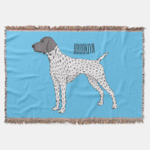 German Shorthaired Pointer dog cartoon Throw Blanket
