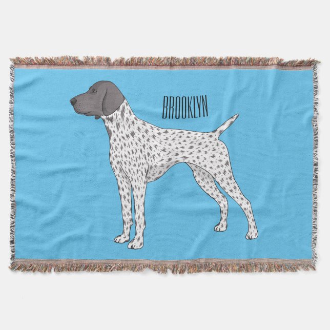 German Shorthaired Pointer dog cartoon Throw Blanket (Front)