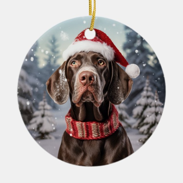 German Shorthaired Pointer Dog Christmas Keepsake Ceramic Tree Decoration (Front)