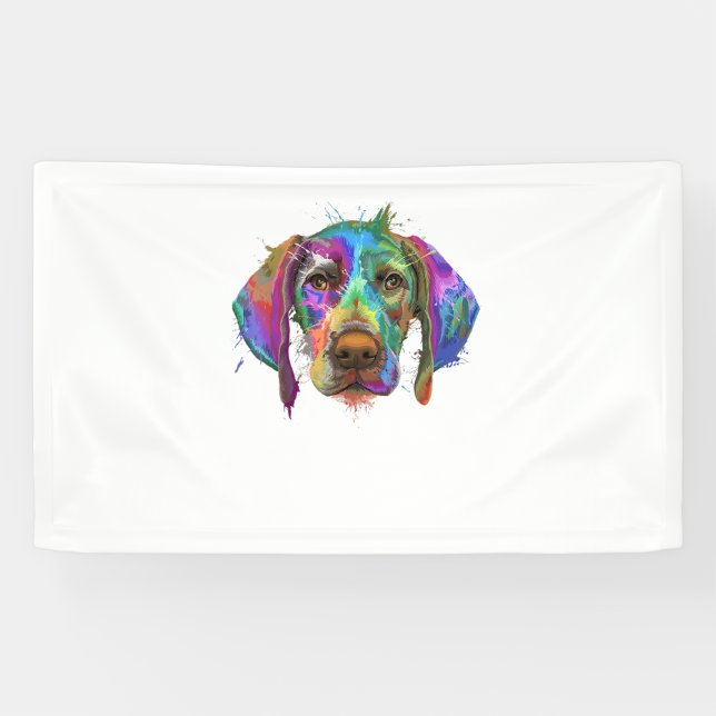 German Shorthaired Pointer Dog Face Colourful Pop  Banner (Horizontal)