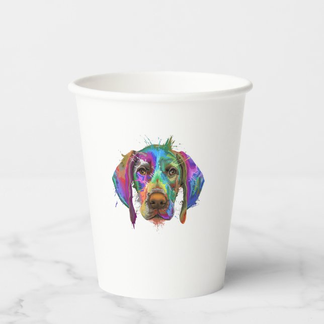 German Shorthaired Pointer Dog Face Colourful Pop  Paper Cups (Front)