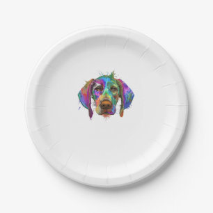 German Shorthaired Pointer Dog Face Colourful Pop  Paper Plate