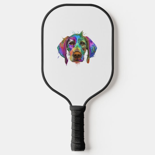 German Shorthaired Pointer Dog Face Colourful Pop  Pickleball Paddle (Front)