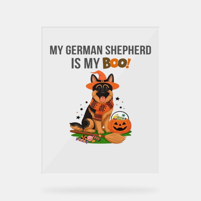 German Shorthaired Pointer Dog – Halloween Moon Si Acrylic Sign (Front)