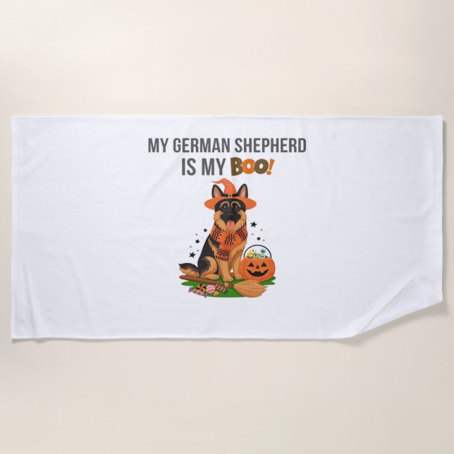 German Shorthaired Pointer Dog – Halloween Moon Si Beach Towel (Front)
