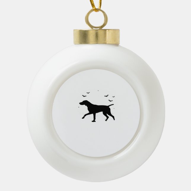 German Shorthaired Pointer Dog – Halloween Moon Si Ceramic Ball Christmas Ornament (Front)