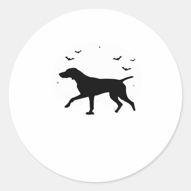 German Shorthaired Pointer Dog � Halloween Moon Si Classic Round Sticker (Front)