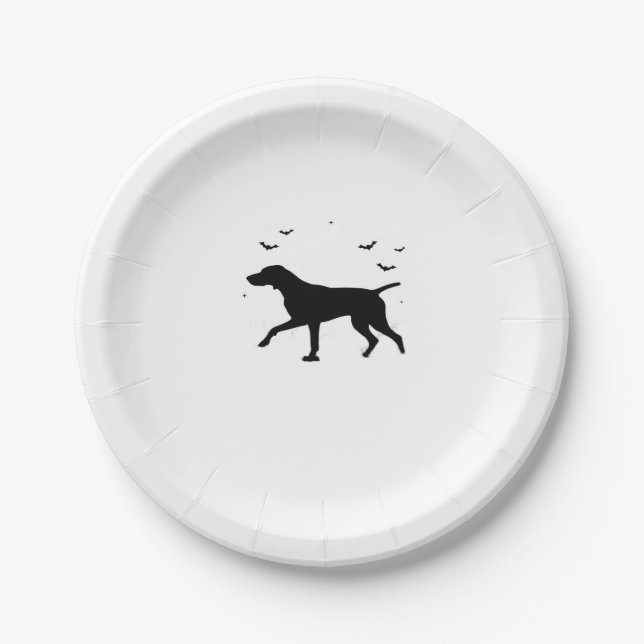 German Shorthaired Pointer Dog � Halloween Moon Si Paper Plate (Front)