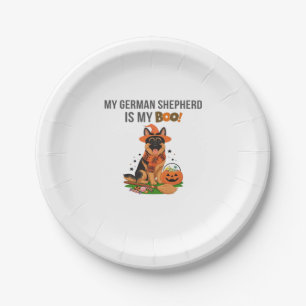 German Shorthaired Pointer Dog – Halloween Moon Si Paper Plate