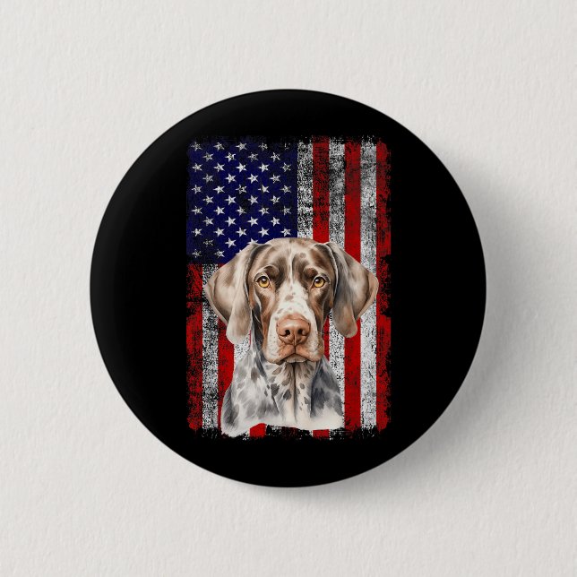 German Shorthaired Pointer Dog Lover US Flag 4th 6 Cm Round Badge (Front)