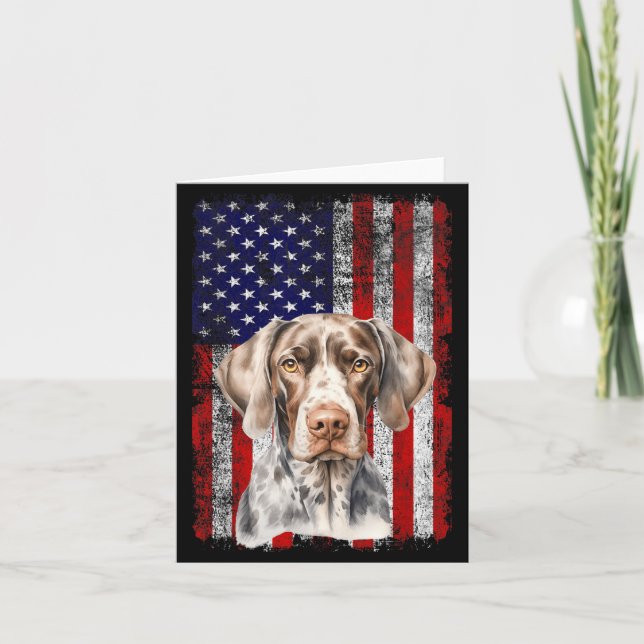 German Shorthaired Pointer Dog Lover US Flag 4th Card (Front)