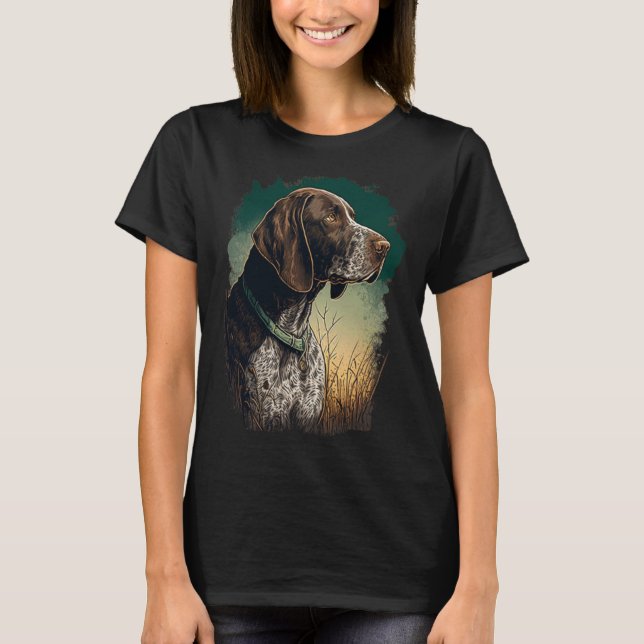 German Shorthaired Pointer Dog Portrait Tie and Dy T-Shirt (Front)