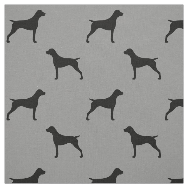 German Shorthaired Pointer Dog Silhouettes Grey Fabric (Swatch)