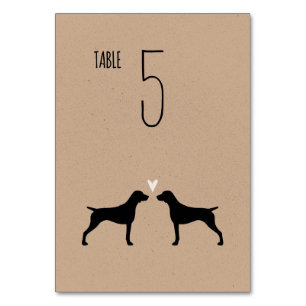 German Shorthaired Pointer Dog Silhouettes Wedding Table Number