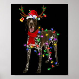German Shorthaired Pointer Dog Tree Christmas Ligh Poster